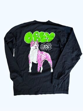 Obey Heavy Sound Long Sleeve Graphic Tee Black Size Small
